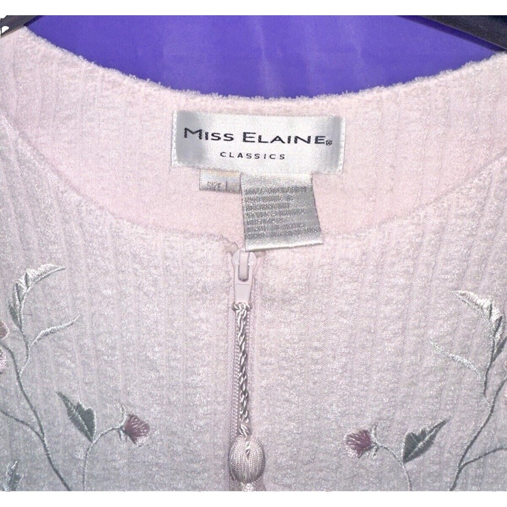 Vintage MISS ELAINE Classics Nightgown  Long Pink Long Sleeve Embroidered Large - Picture 2 of 13